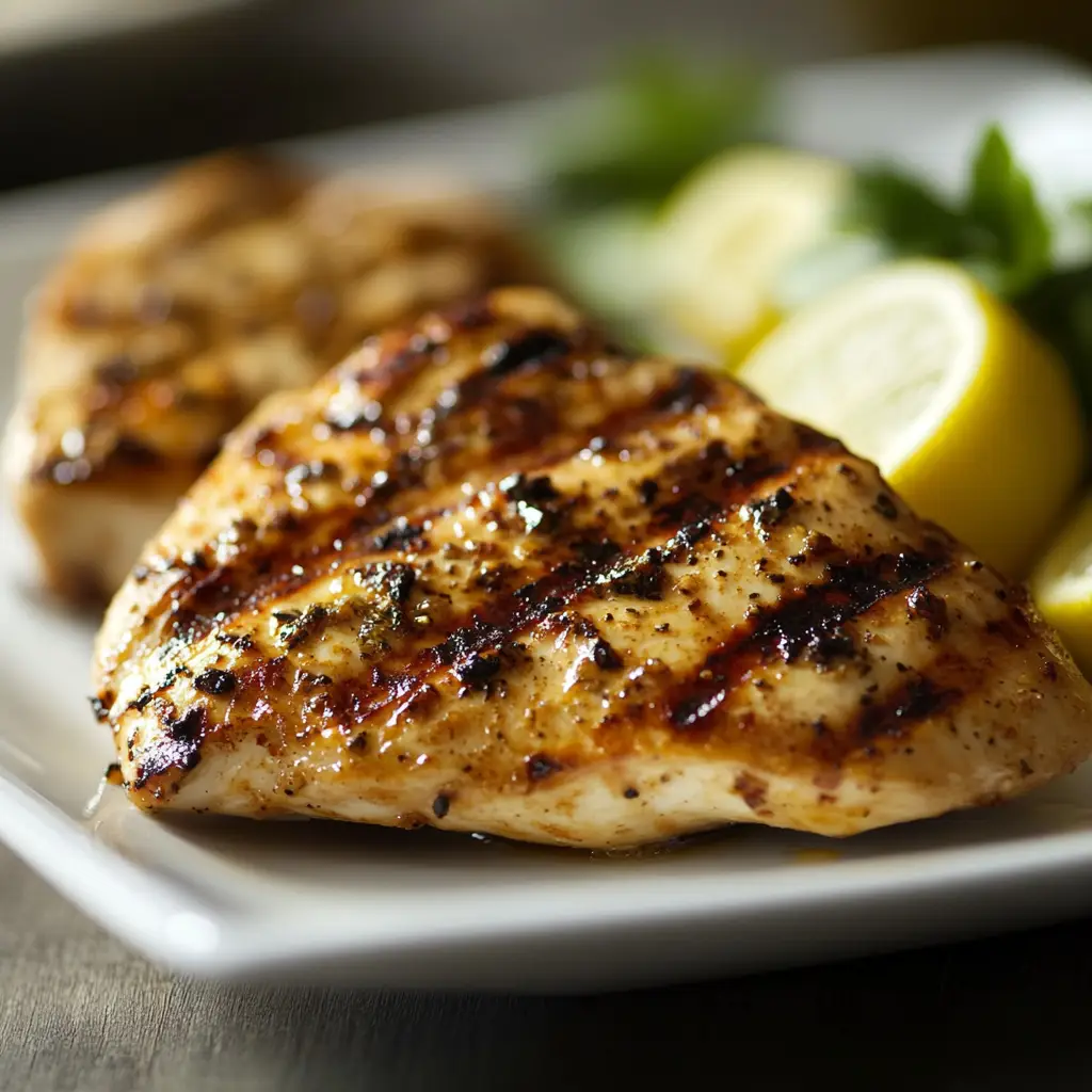 Pechugas de pollo al grill, perfectamente doradas y jugosas