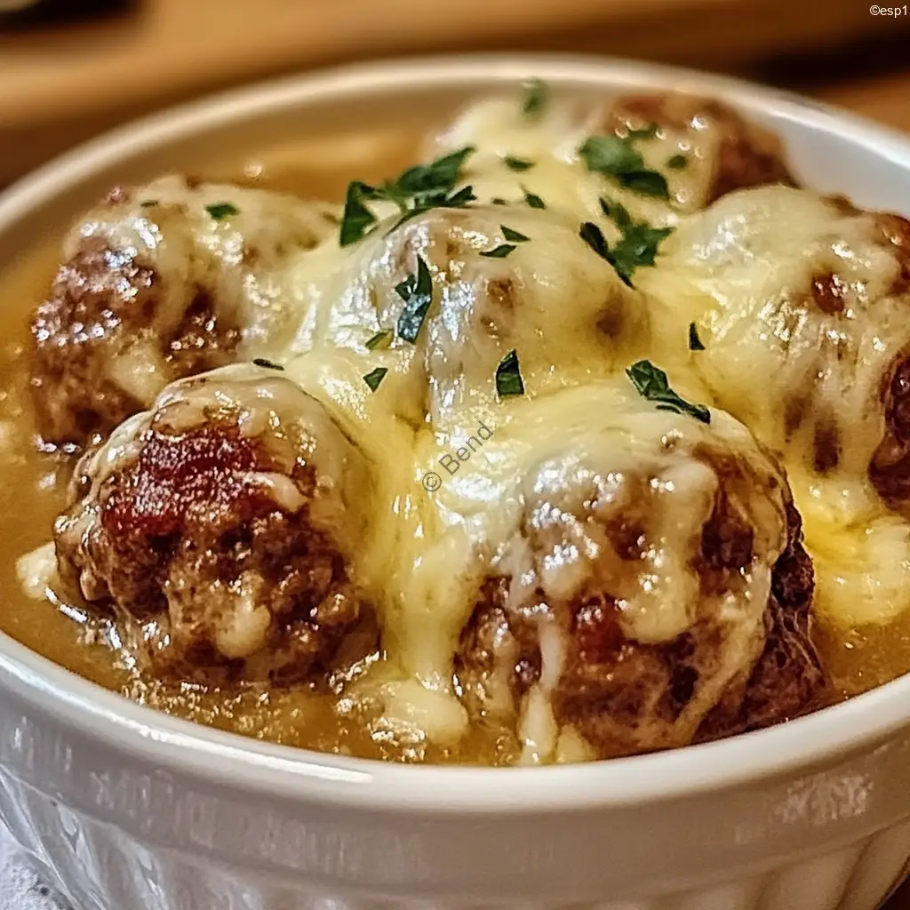 Albóndigas a la francesa con queso derretido en olla lenta