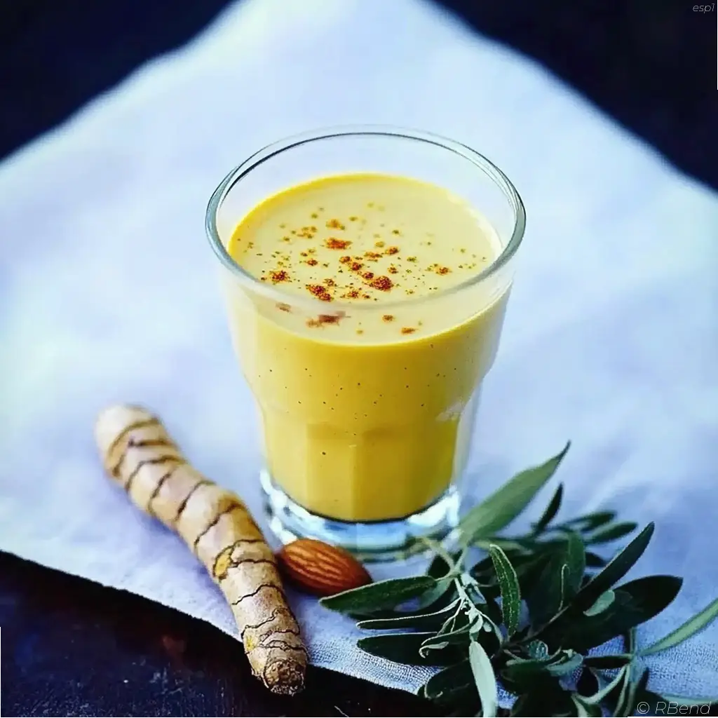 leche de almendra con cúrcuma dorada